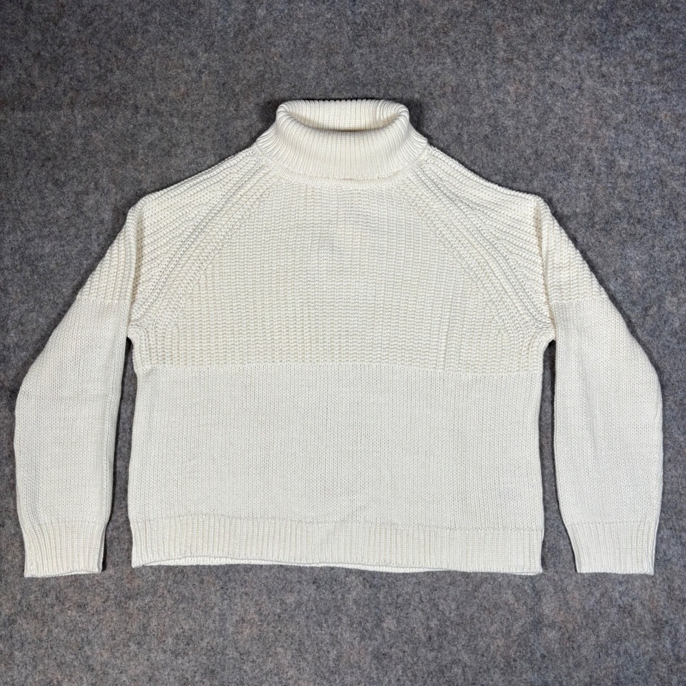 Haven Well Within Turtleneck Sweater Womens L Cream Cotton Blend Knit Chunky NWT